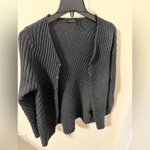 Vice Versa Women’s Gray Ribbed Button-Down Sweater / Size XL / Cropped Cardigan